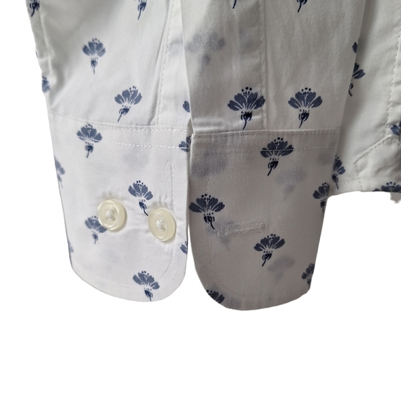 Bonobos Men Medium  Slim Fit White Blue Print Long Sleeve Button‎ Down Shirt - Picture 6 of 10